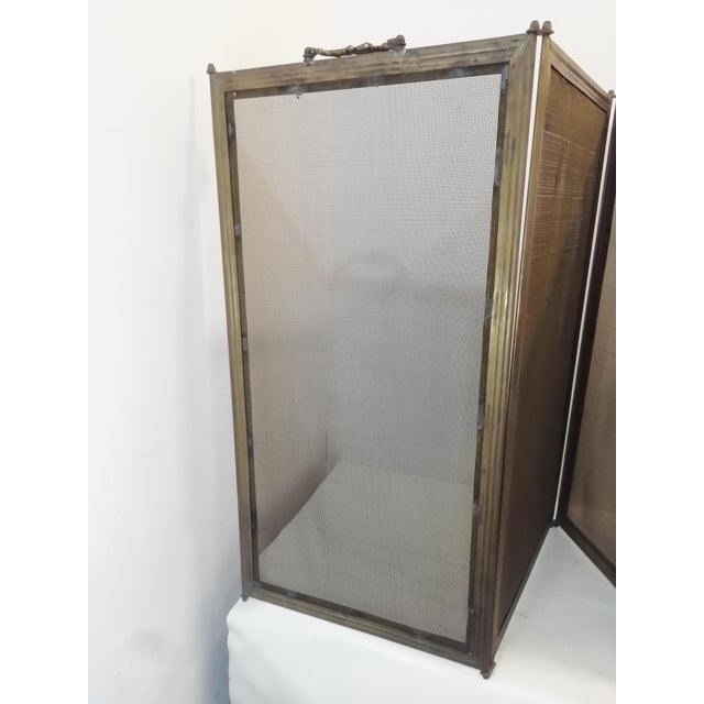 Metal Large Brass Fireplace Spark Guard, Italy, 1930s For Sale - Image 7 of 9