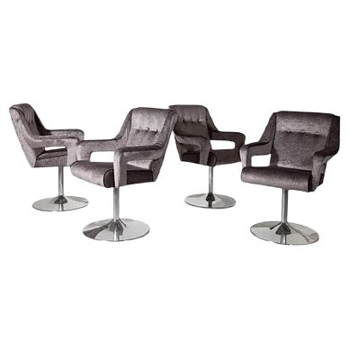 Mid-Century Italian Swivel Chairs, Set of 4 For Sale