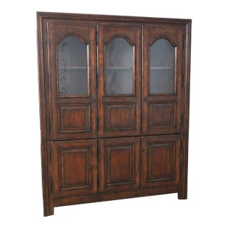 1990s Henredon Ralph Lauren Distressed China Cupboard For Sale