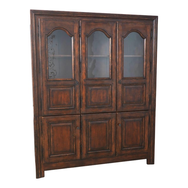 1990s Henredon Ralph Lauren Distressed China Cupboard For Sale