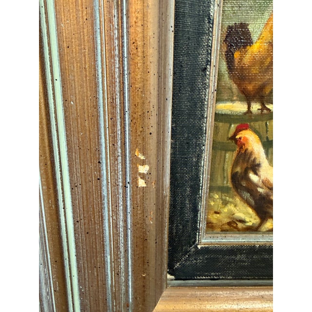 Samy Chickens in a Henhouse Painting, Signed For Sale - Image 11 of 12
