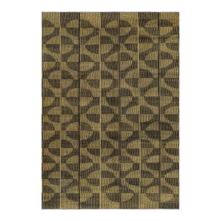 Vintage Zeki Müren Rug With Black and Light Gold Geometric Pattern | Rug & Kilim For Sale