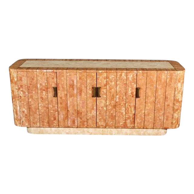 Mid 20th Century Tesselated Stone Sideboard w/ Brass Inlay For Sale