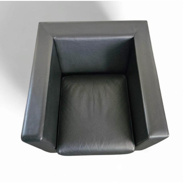 Moji Armchairs and 2-Seater Sofa in Black Leather by Shigeru Uchida for Poltrona Frau, Set of 5 For Sale - Image 15 of 18