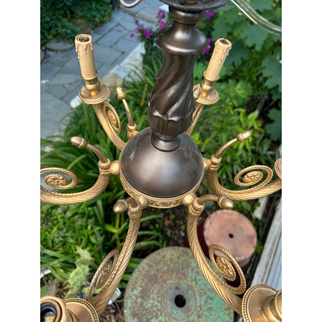 Mid 20th Century French Louis XVI Style 6-Light Mixed-Metal Chandelier - Newly Rewired For Sale - Image 10 of 12