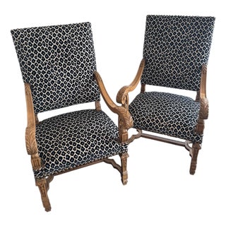 1980s Pair of Leopard Arm Chairs For Sale