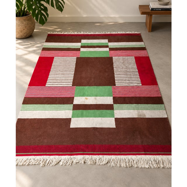 Large Mid-Century Modern Wool Rug, Czechoslovakia, 1960s For Sale - Image 15 of 15