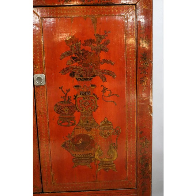 19th Century Chinese Red Gold Cabinet For Sale In Los Angeles - Image 6 of 11