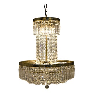 St. Petersburg Chandelier, Antique Brass and Glass For Sale