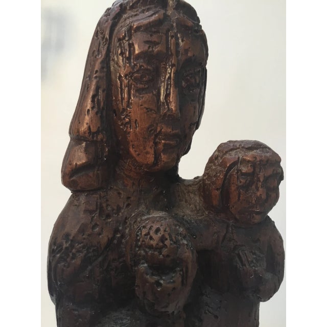 Mid- Century Plaster Table Lamp Madonna and Child For Sale - Image 9 of 11