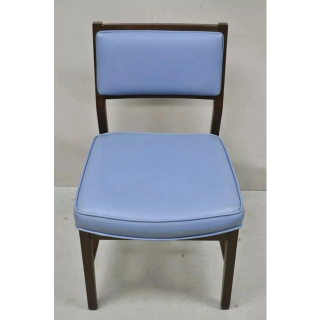 Mid 20th Century Vintage Mid Century Modern Jens Risom Style Blue Sculpted Dining Chair -Set of 6 For Sale - Image 4 of 11