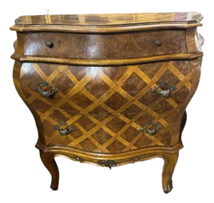 Vintage Italian Bombay Chest Wood Inlay Bombe