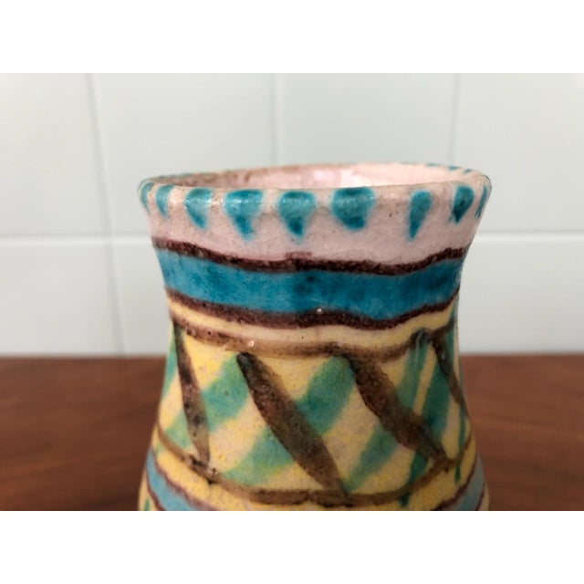 Italian Hand-Decorated Glazed Polychrome Terracotta Vases from La Vietrese, Set of 3 For Sale - Image 3 of 18