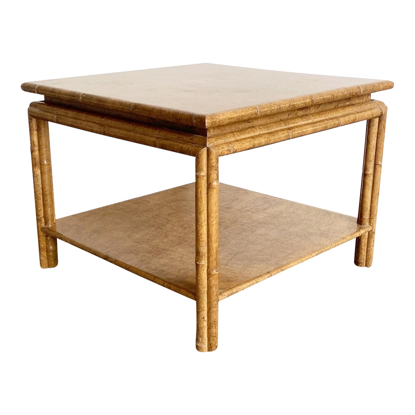 Boho Chic Faux Bamboo Square Top Coffee Table Chairish