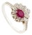 18k Gold Mozambique Natural Ruby & Diamond Floral Halo Cocktail Ring Size 8 For Sale