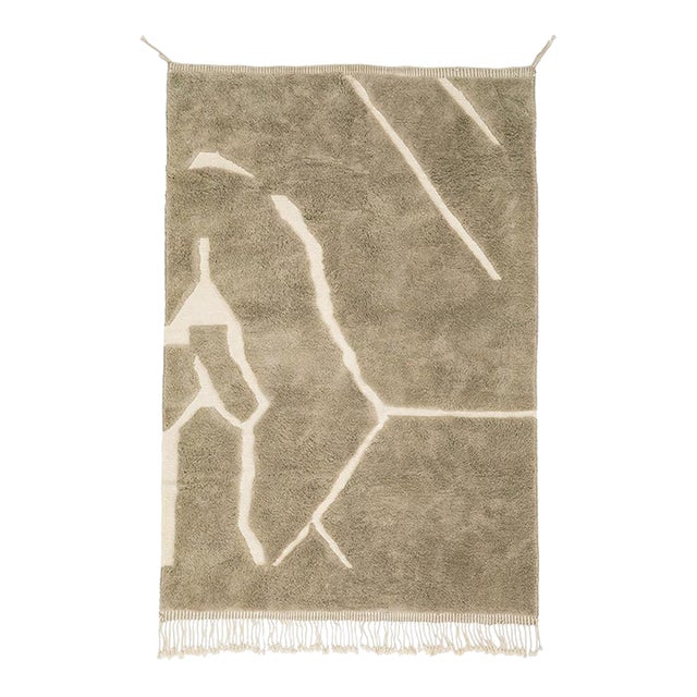 Freeform Abstract Hand-Knotted Moroccan Wool Rug | 10'3" X 6'10" | One of a Kind For Sale
