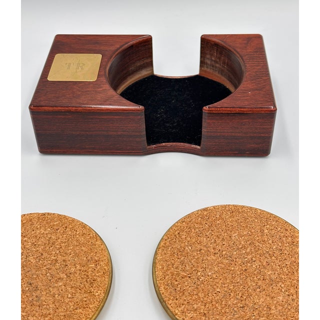 1980s Frank Sinatra Celebrity Golf Invitational Leather & Brass Coaster Set For Sale - Image 9 of 11