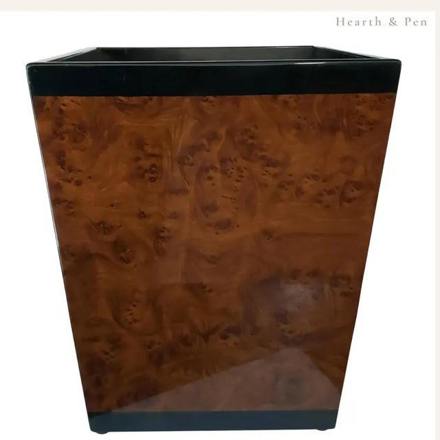 Traditional Late 20th Century Walnut Burl Wood Wastebasket For Sale - Image 3 of 4