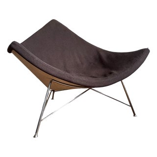 Early Metal Shell Coconut Chair in Brown Upholstery by George Nelson, 1955 For Sale