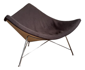Early Metal Shell Coconut Chair in Brown Upholstery by George Nelson, 1955