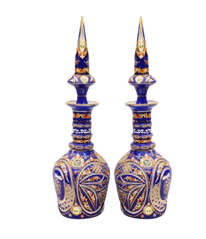 Bohemian Glass Lidded Vases, 1930s, Set of 2