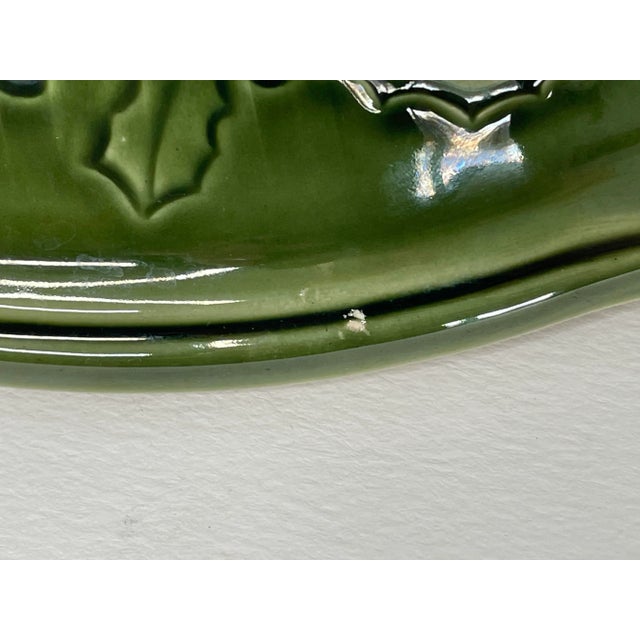 1990s Appolia French Ceramic Green Holy Berry Serving Dish For Sale - Image 9 of 9