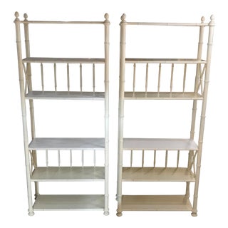 Hollywood Regency Faux Bamboo Chinoiserie Bookshelves a Pair For Sale