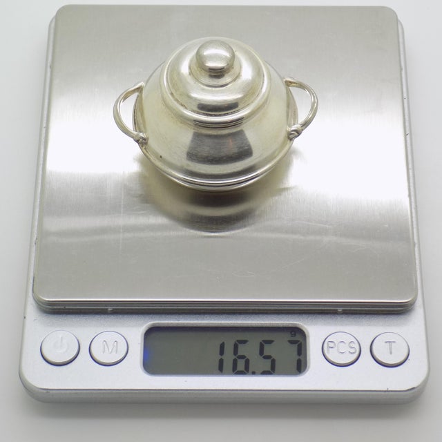 Vintage Italian Handmade Genuine Silver Cooking Pot Dollhouse Miniature, 1980s For Sale - Image 9 of 12