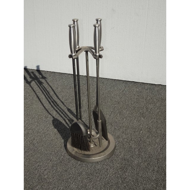 French Country Fp2 Vintage French Country Black & Silver Fireplace Tools 4 Tools For Sale - Image 3 of 13