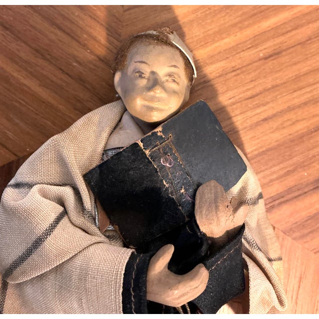 Antique Japanese Meiji Period Scholar Figure With Original Textile Robes, C. 1900 For Sale - Image 9 of 12