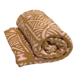 African Brown and Pink Bogolan Textile Mud Cloth 58" H