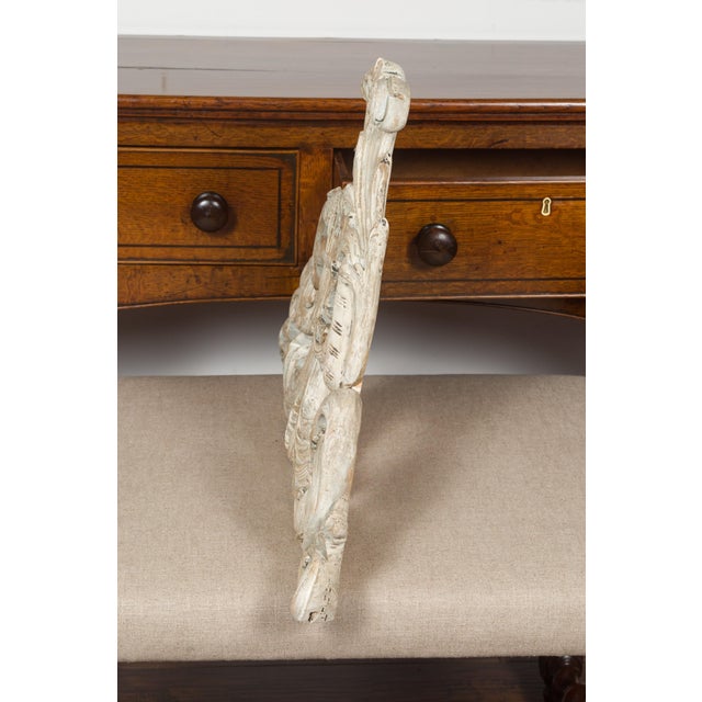 Italian Rococo Style 19th Century Painted Fragment with Carved Acanthus Leaves For Sale - Image 4 of 12