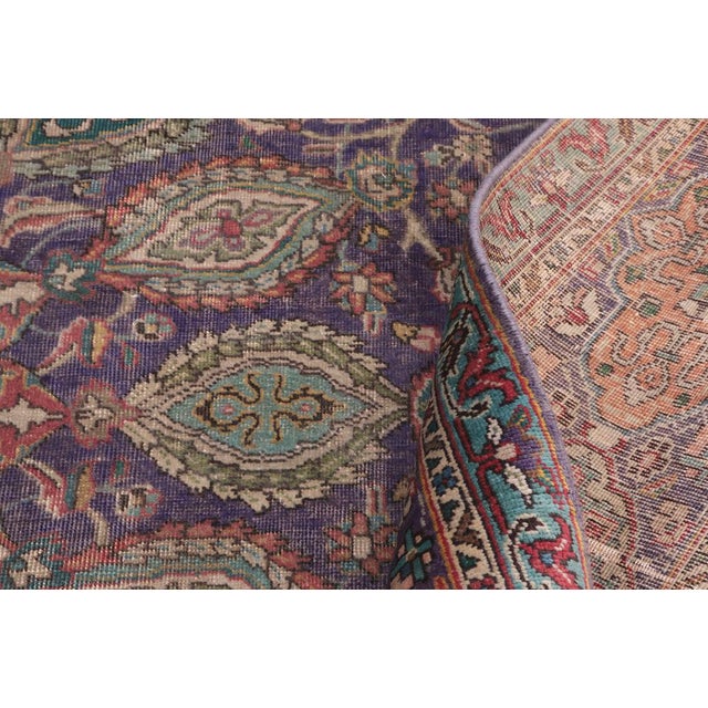 Purple Art Nouveau 1990's Vintage Blue/Rust Wool Rug - 10'3'' X 12'7'' For Sale - Image 8 of 10