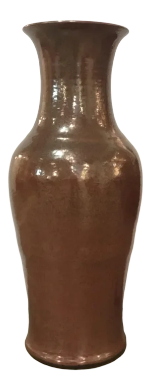 Transitional Chinese Modern Large Clay Brown Glaze Porcelain Tall Palace Vase