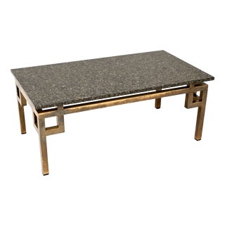 Vintage French Brass and Marble Coffee Table, 1960 For Sale