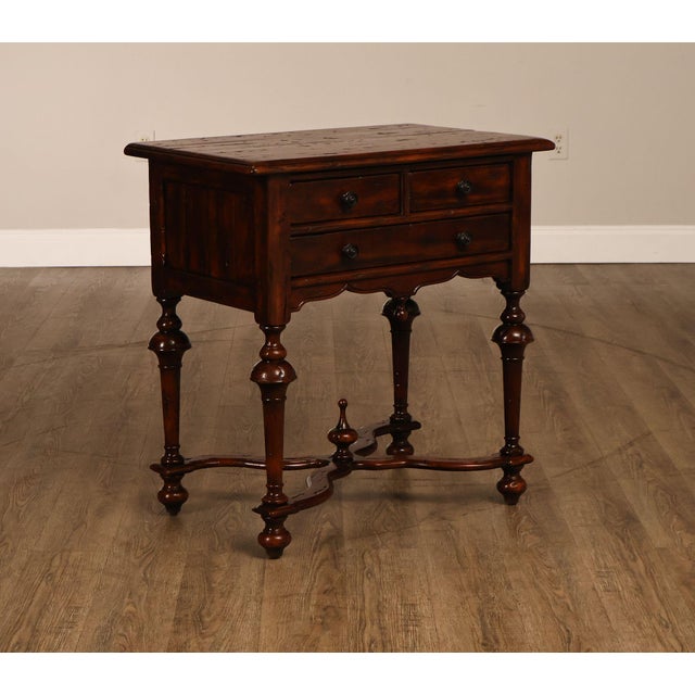 English Theodore Alexander Castle Bromwich Antiqued Wood Lowboy End Table For Sale - Image 3 of 18