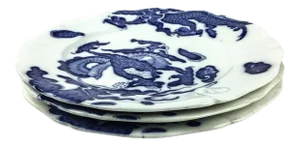 Antique Dragon Design Porcelain Plates - Set of 3