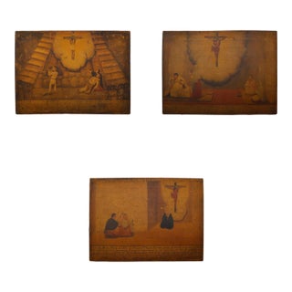 Set of three Mexican Retablos "Exvotos" Reproduction For Sale