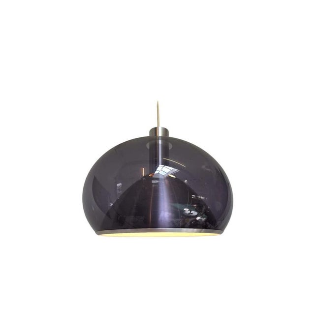 Plastic Dutch Space Age Mushroom Pendant Lamp in Grey-Blue Smoked Acrylic with Metal Insert from Dijkstra For Sale - Image 7 of 7