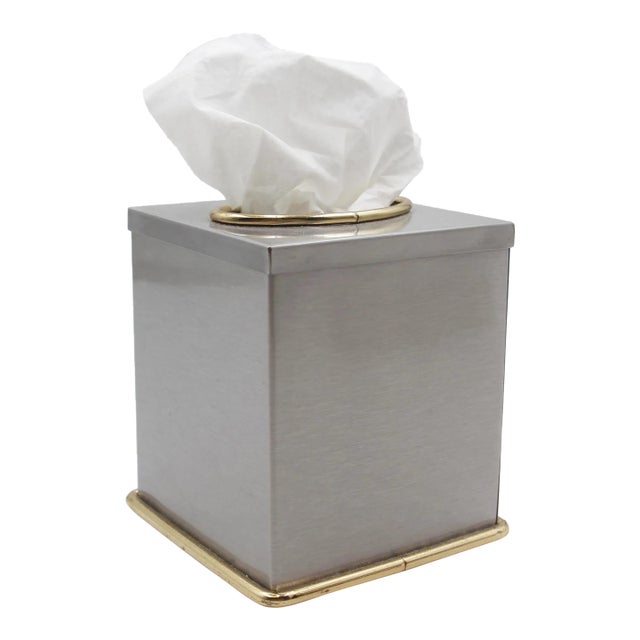 Vintage Steel Square Tissue Box Cover For Sale