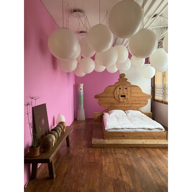 Bed with Headboard and Frame in Pine by Mario Ceroli for Poltronova, 1974 For Sale - Image 15 of 18