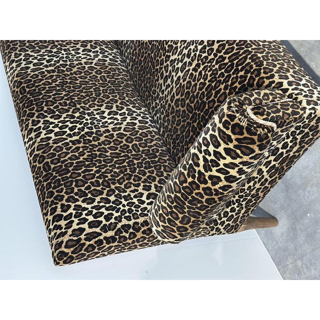 Vintage Leopard Velvet Sofa with Drop-Down Arms, France For Sale - Image 11 of 14