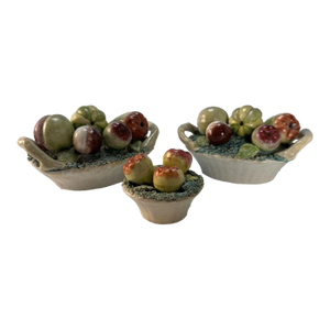 Antique Early 19th Century English Staffordshire Pottery Fruit Baskets - Set of 3