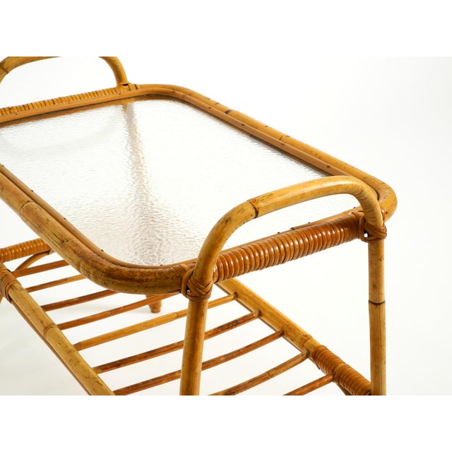 Italian Bamboo Side Table with Iced Glass Top, 1960s For Sale - Image 11 of 18