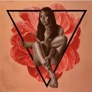 Growth Is by Jodie Herrera | Oil on Copper Artefex Panel of a seated figure among flowers For Sale