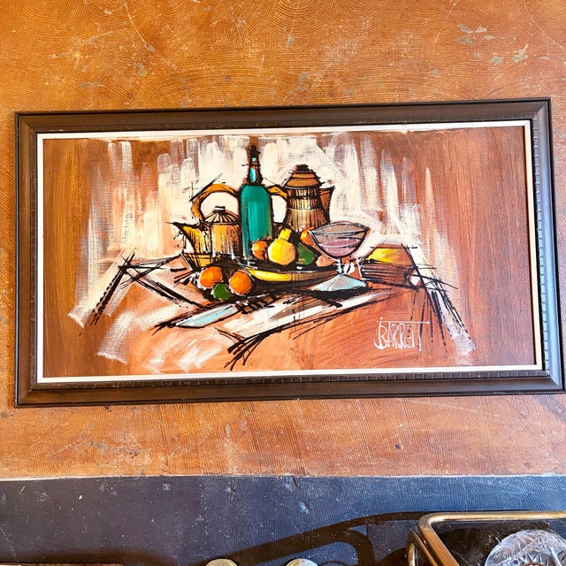 Mid-Century Modern Still Life Oil Painting, Signed in Original Frame For Sale - Image 4 of 11