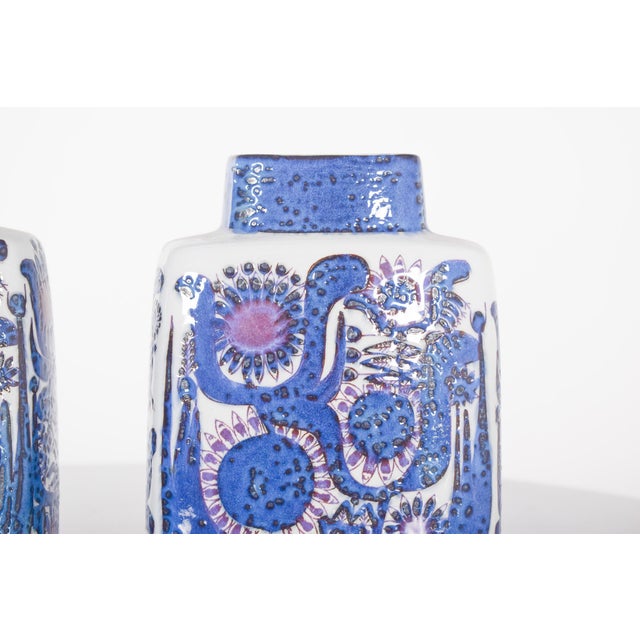 Pair of Danish pottery vases, Royal Copenhagen Tenera. Rectangular in shape with rounded corners, with a bright white...