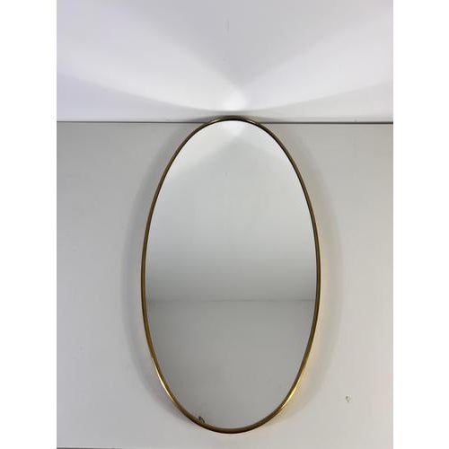 Italian Oval Brass Framed Wall Mirror, 1960s For Sale - Image 3 of 12