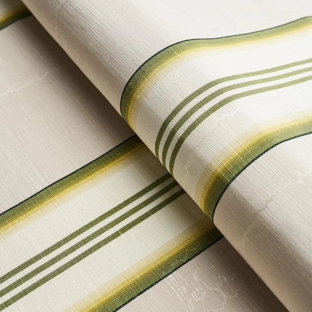 Schumacher Sample - Schumacher Randolph Stripe Moire Fabric in Magnolia For Sale - Image 4 of 4