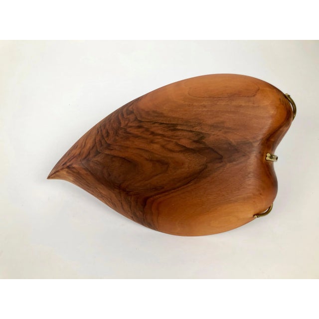 Mid-Century Walnut Bowl in Shape of a Leaf, Austrian, 1950s For Sale - Image 6 of 8